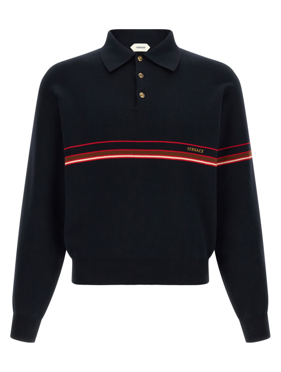 Поло VERSACE Inlaid striped polo shirt (10257441A183401U040) #1