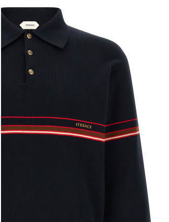 Поло VERSACE Inlaid striped polo shirt (10257441A183401U040) #