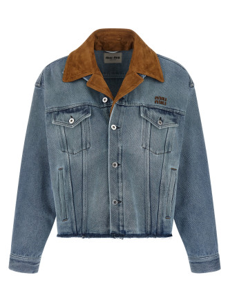 Джинсовая куртка MIU Suede collar blouson