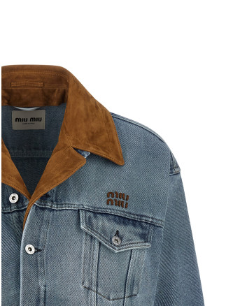 Джинсовая куртка MIU Suede collar blouson (GWB313SOOO196YF0013) #
