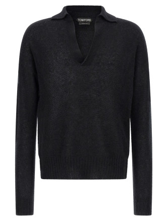 Cashmere and silk polo shirt