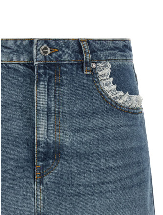 Макси GANNI Denim and lace skirt (A1090291569) #