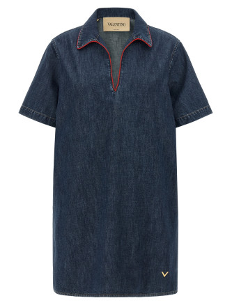 Valentino Garavani Chambray 'VLogo' denim dress