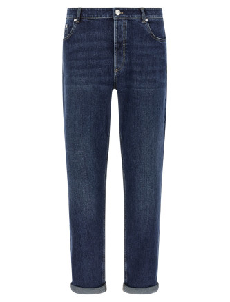 Logo embroidery stretch jeans