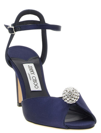 Босоножки на высоком каблуке JIMMY CHOO 'Sacora' (SACORA85WCZMARINECRYSTAL) #