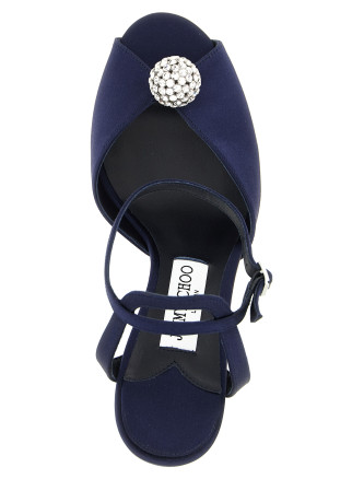Босоножки на высоком каблуке JIMMY CHOO 'Sacora' (SACORA85WCZMARINECRYSTAL) #