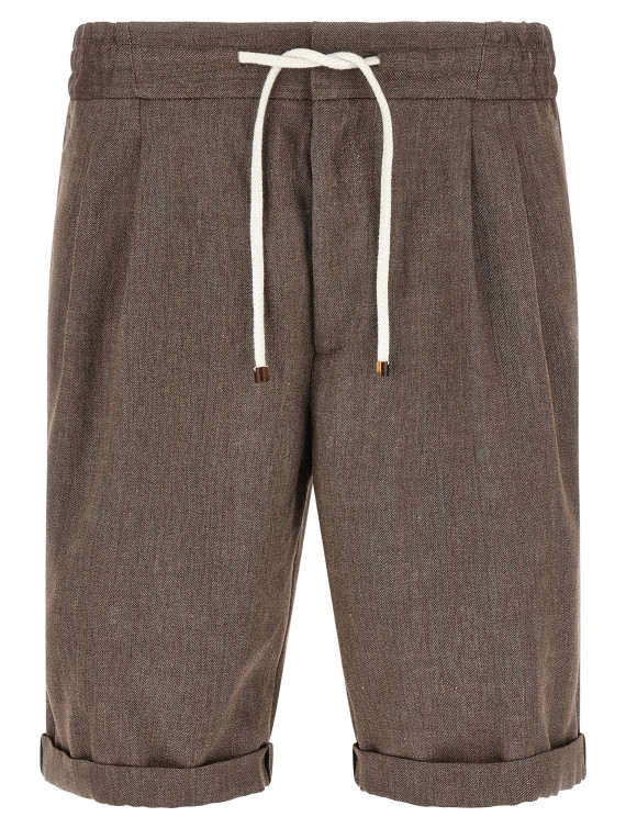 Бермуды, шорты BRUNELLO CUCINELLI Linen and wool bermuda shorts (MZ408U0020C009) #1