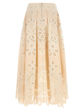 Мини ELIE SAAB Carving embroidery skirt (SK360NP26COE16CREAM) #