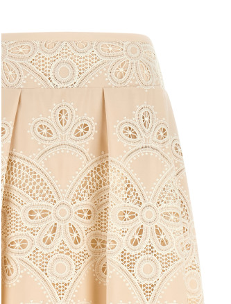 Мини ELIE SAAB Carving embroidery skirt (SK360NP26COE16CREAM) #