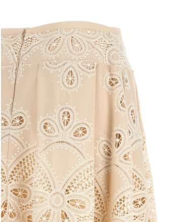 Мини ELIE SAAB Carving embroidery skirt (SK360NP26COE16CREAM) #