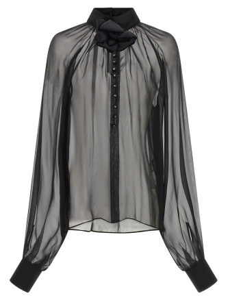 Рубашка, блузка DOLCE & GABBANA Chiffon blouse with flower