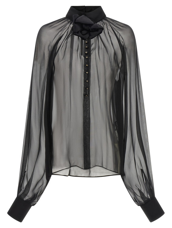 Рубашка, блузка DOLCE & GABBANA Chiffon blouse with flower (F7AH1TFU1HWN0000) #1