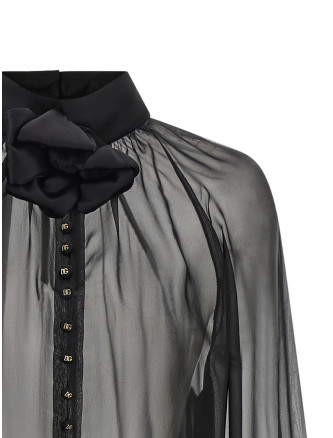 Рубашка, блузка DOLCE & GABBANA Chiffon blouse with flower (F7AH1TFU1HWN0000) #