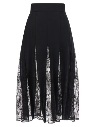 Миди DOLCE & GABBANA Charmeuse skirt with lace