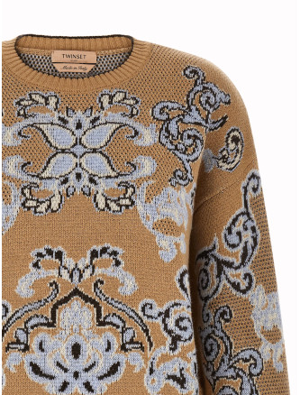 Свитер, кардиган TWIN SET Jacquard wool blend sweater (262TP348313972) #