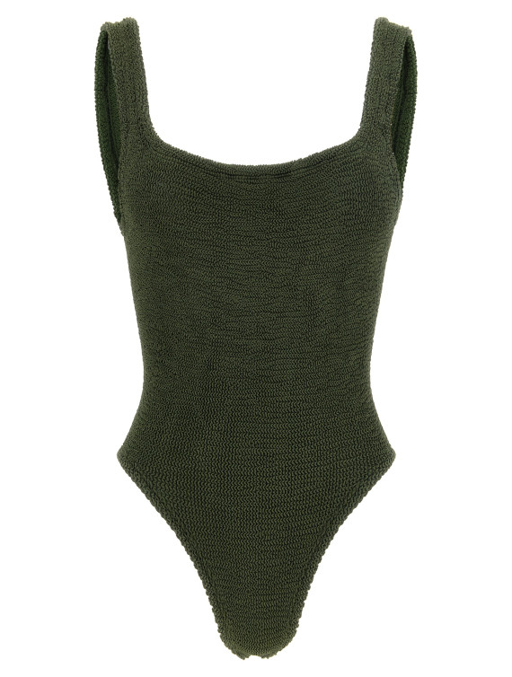 'Square Neck' one-piece swimsuit (SQUARENECKSWIMMETALLICKHAKI) #1