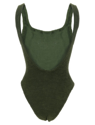 'Square Neck' one-piece swimsuit (SQUARENECKSWIMMETALLICKHAKI) #