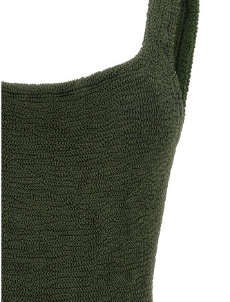 'Square Neck' one-piece swimsuit (SQUARENECKSWIMMETALLICKHAKI) #