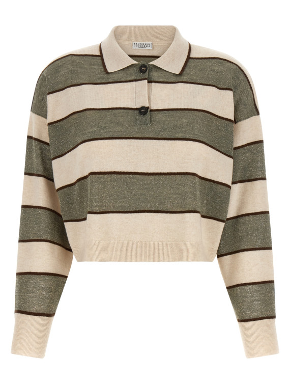 Поло BRUNELLO CUCINELLI 'Sparkling Stripes' (M16221605CQU70) #1