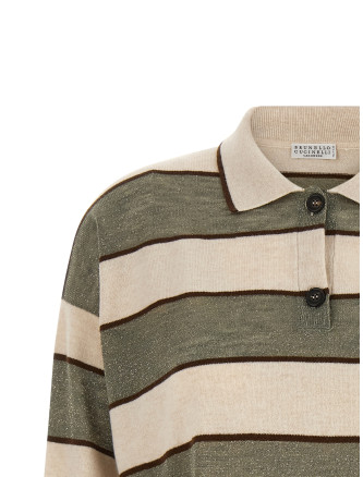 Поло BRUNELLO CUCINELLI 'Sparkling Stripes' (M16221605CQU70) #