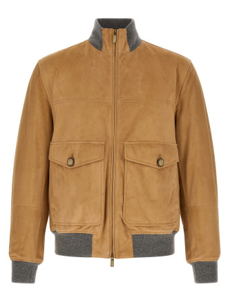 Кожаная куртка BRUNELLO CUCINELLI Padded suede bomber jacket