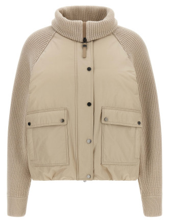 Пуховик BRUNELLO CUCINELLI Knit insert down jacket