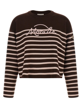 Свитер, кардиган MONCLER Striped sweater with embroidery