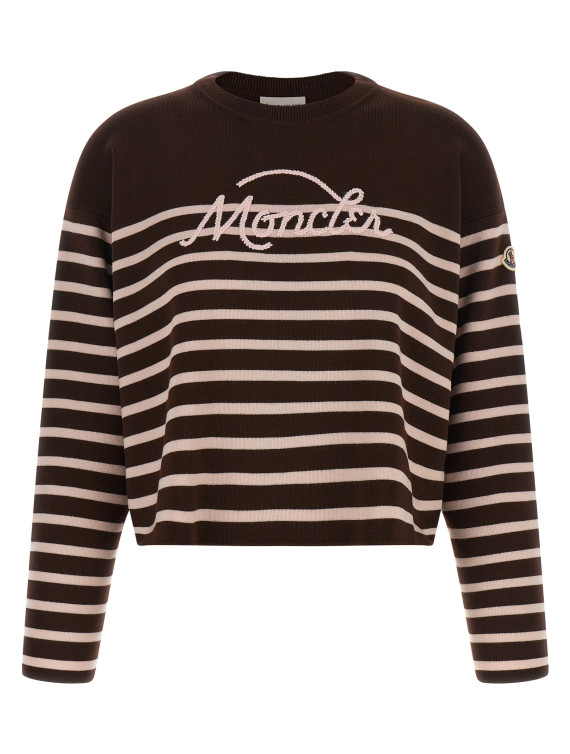 Свитер, кардиган MONCLER Striped sweater with embroidery (L20939C00005M1131P25) #1