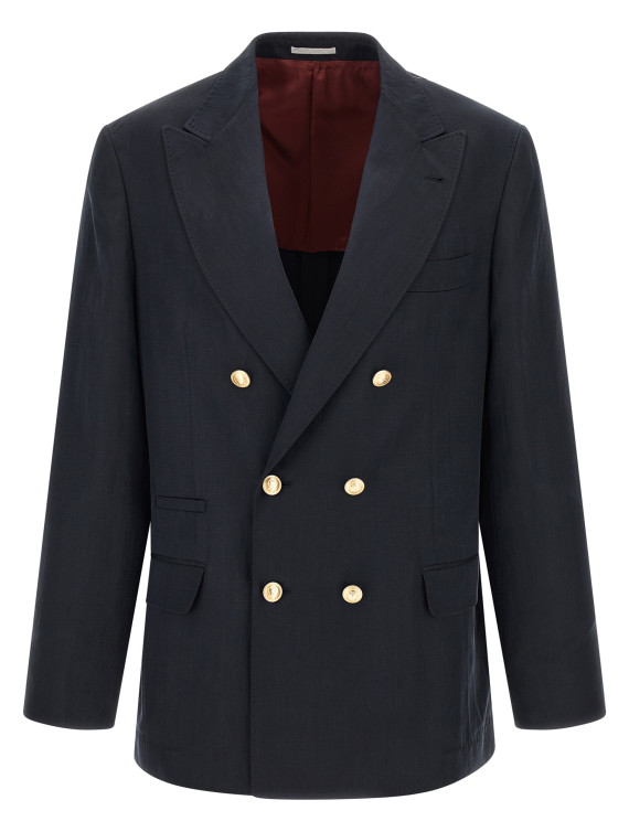 Блейзер BRUNELLO CUCINELLI Silk twill and linen délavé blazer (MR4787BPDGC1021) #1