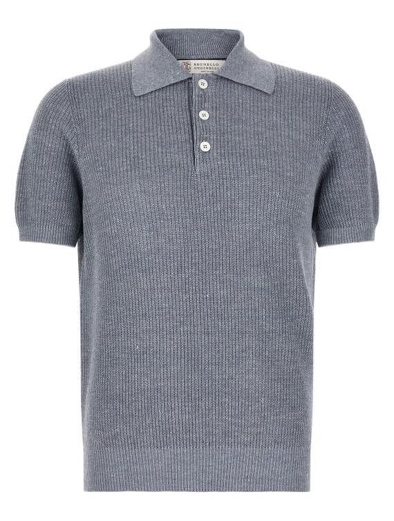 Поло BRUNELLO CUCINELLI English half-ribbed polo shirt (M2L707715CQK77) #1