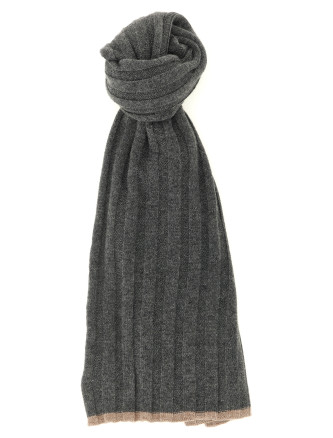 Шарф, платок BRUNELLO CUCINELLI Ribbed cashmere knit scarf