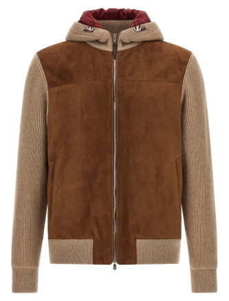 Бомбер күртеше BRUNELLO CUCINELLI Suede and cashmere bomber jacket