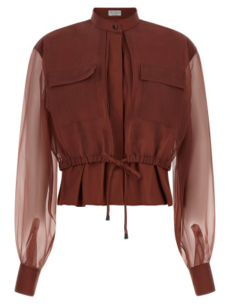 Рубашка, блузка BRUNELLO CUCINELLI Silk sleeves blouse