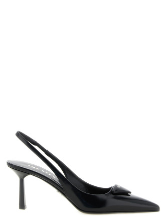 Высокие каблуки PRADA Brushed leather slingback