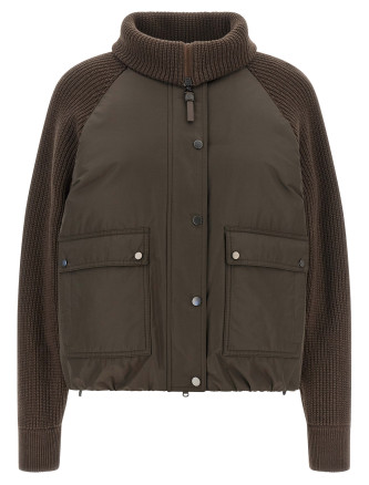 Пуховик BRUNELLO CUCINELLI Knit insert down jacket