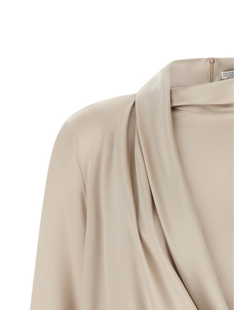 Рубашка, блузка BRUNELLO CUCINELLI Asymmetric draped blouse (M0C59B1T14C8561) #