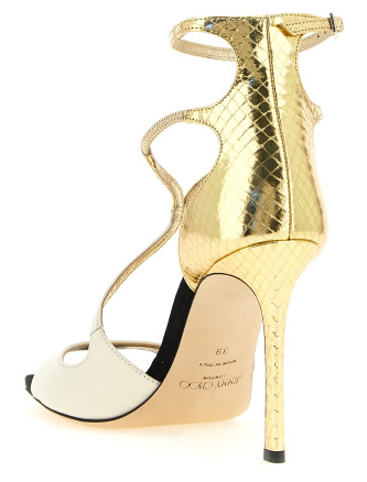 Босоножки на высоком каблуке JIMMY CHOO 'Azia' (AZIA95BRHBLACKLATTEGOLD) #