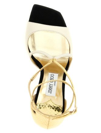 Босоножки на высоком каблуке JIMMY CHOO 'Azia' (AZIA95BRHBLACKLATTEGOLD) #