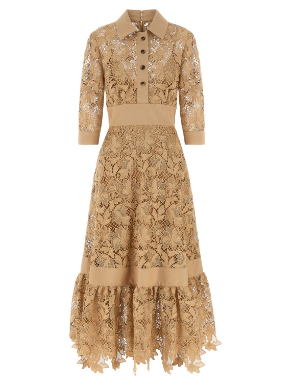 Миди ELIE SAAB Floral macramé dress (D1292NP26POM02BROWNSUGAR) #1