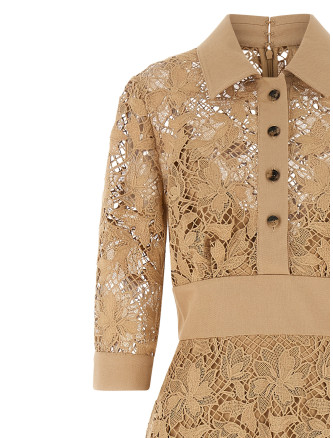 Миди ELIE SAAB Floral macramé dress (D1292NP26POM02BROWNSUGAR) #
