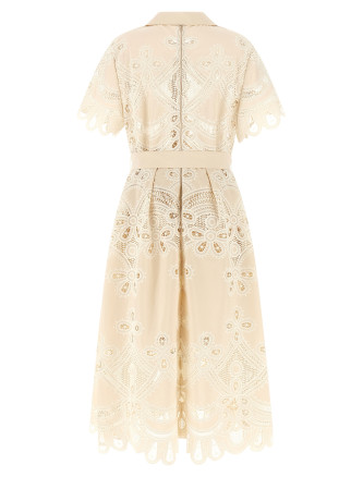 Миди ELIE SAAB Carving embroidery dress (D1288NP26COE16CREAM) #
