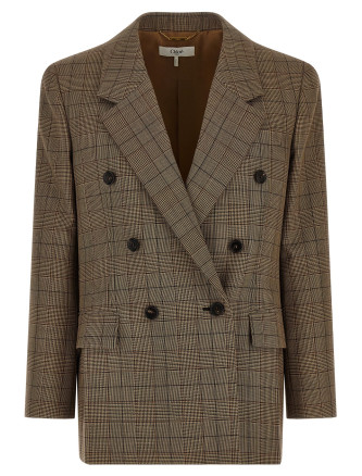 Пиджак, костюм CHLOÉ Check double-breasted blazer