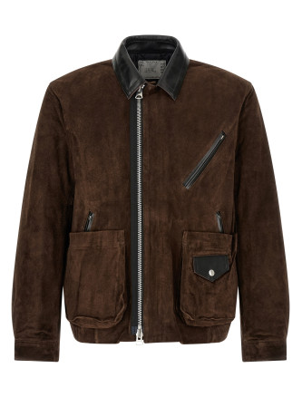 Былғары күртеше SACAI Suede blouson