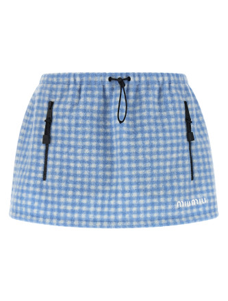 Макси MIU Fleece-effect vichy skirt
