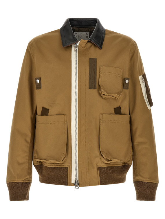 Повседневная куртка SACAI Leather collar blouson (2604031M642) #1