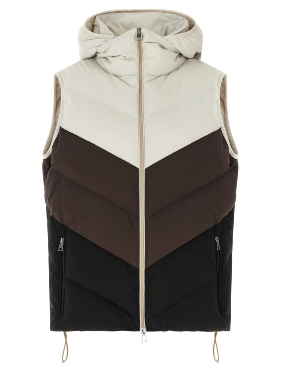 Жилет KITON Chevron stitching padded vest (D62637K0589L01BEIGEMARRONENERO) #1