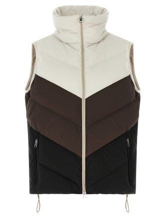 Жилет KITON Chevron stitching padded vest (D62637K0589L01BEIGEMARRONENERO) #