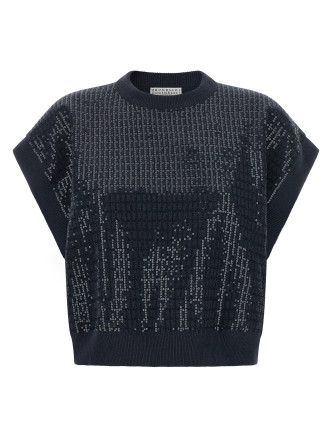 Свитер, кардиган BRUNELLO CUCINELLI Sequin embroidered sweater