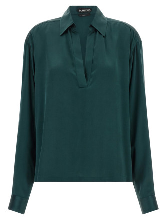 Поло TOM FORD Satin silk polo shirt