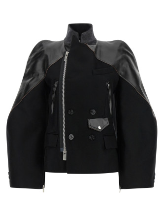 Кожаная куртка SACAI Melton wool jacket